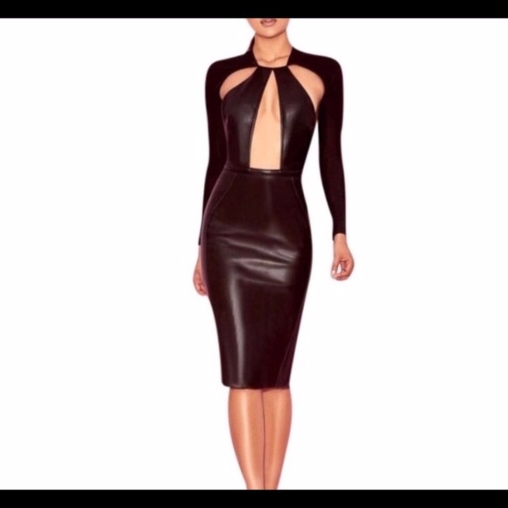 House of CB 'KIASU' BLACK VEGAN LEATHER DRESS